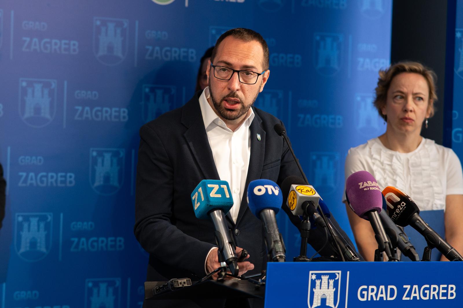 29.04.2025., Zagreb - Na konferenciji za medije u Gradskoj upravi predstavljen je projekt Kongresnog centra. gradonacelnik Zagreba Tomislav Tomasevic Photo: Luka Antunac/PIXSELL