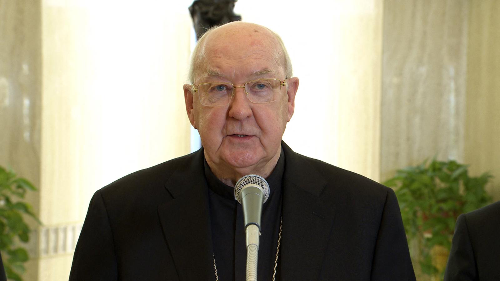 Cardinal Kevin Farrell, Camerlengo of the Apostolic Chamber, announced the death of Pope Francis from the Casa Santa Marta on April 21, 2025 at the Vatican. The Vatican announced that Pope Francis, 88, died ‘this morning at 07:35 local time. the Bishop of Rome, Francis, returned to the home of the Father’. Photo by (EV) Vatican Media/ABACAPRESS.COM Photo: ABACA/ABACA