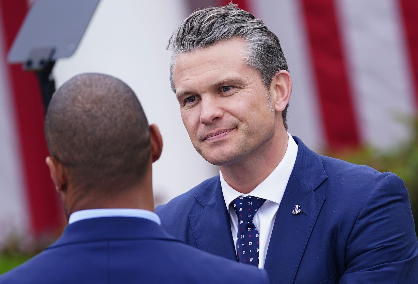 Secretary of Defense Pete Hegseth attends a "Make America Wealthy Again" event in the Rose Garden of the White House in Washington, DC on Wednesday, April 2, 2025. Photo by Bonnie Cash/UPI Photo via Newscom Photo: BONNIE CASH/NEWSCOM