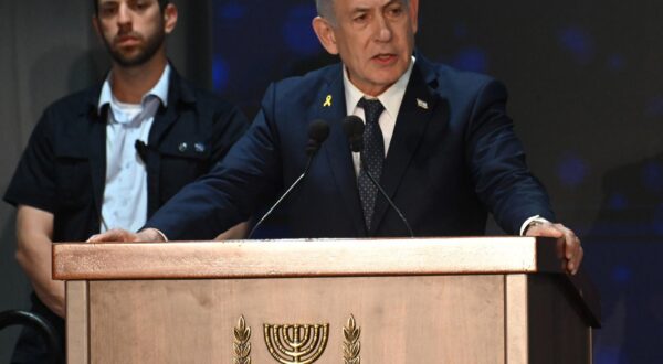 Israeli Prime Minister Benjamin Netanyahu gives a keynote address at an International Conference on Combating Antisemitism in Jerusalem, on Thursday, March 27, 2025. Photo by Debbie Hill/ UPI Photo via Newscom Photo: DEBBIE HILL/NEWSCOM