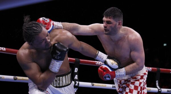 Joe Joyce (right) in action against Filip Hrgovic (left) at the Co-op Live arena, Manchester. Picture date: Saturday April 5, 2025. Photo: Richard Sellers/PRESS ASSOCIATION