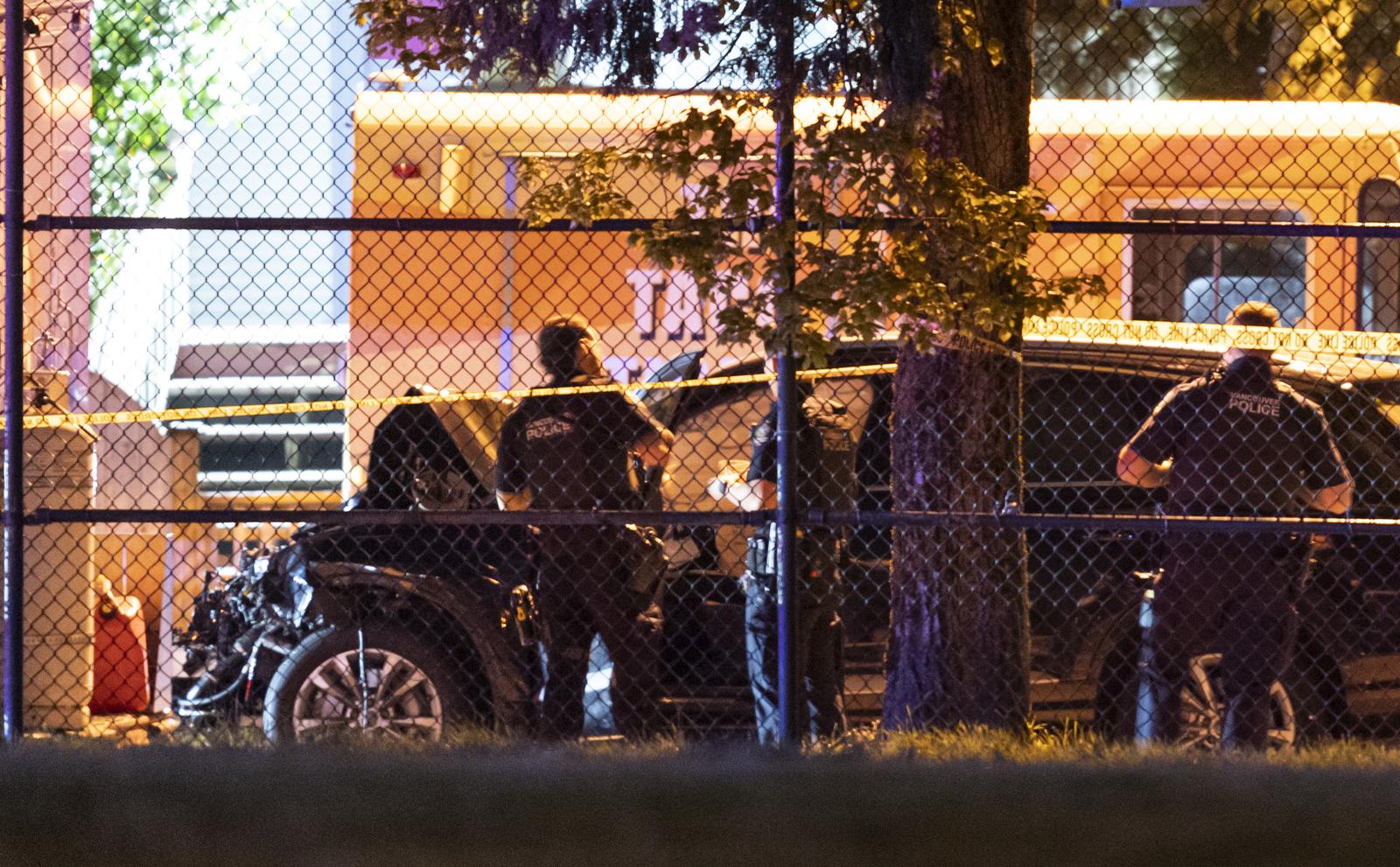 Vancouver Police look over a black car believed to be involved in an incident where a vehicle drove into a crowd at the Lapu Lapu Festival in Vancouver on Saturday April 26, 2025. THE CANADIAN PRESS/Rich Lam Photo: Rich Lam/PRESS ASSOCIATION
