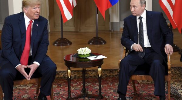 FINLAND-HELSINKI-TRUMP-PUTIN-MEET (180716) -- HELSINKI, July 16, 2018 (Xinhua) -- U.S. President Donald Trump (L) meets with his Russian counterpart Vladimir Putin in Helsinki, Finland, on July 16, 2018. U.S. President Donald Trump and his Russian counterpart Vladimir Putin started their first bilateral meeting here on Monday, and they are expected to discuss a wide range of issues. (Xinhua/Lehtikuva/Heikki Saukkomaa) Lehtikuva/Heikki Saukkomaa  Photo: XINHUA/PIXSELL
