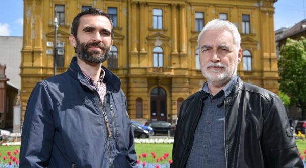 18.04.2025., Zagreb - Zrinko Turalija, Nezavisni sindikat zaposlenih u srednjim skolama i Matija Kroflin, Nezavisni sindikat znanosti i visokog obrazovanja. 

Photo sasa ZinajaNFoto