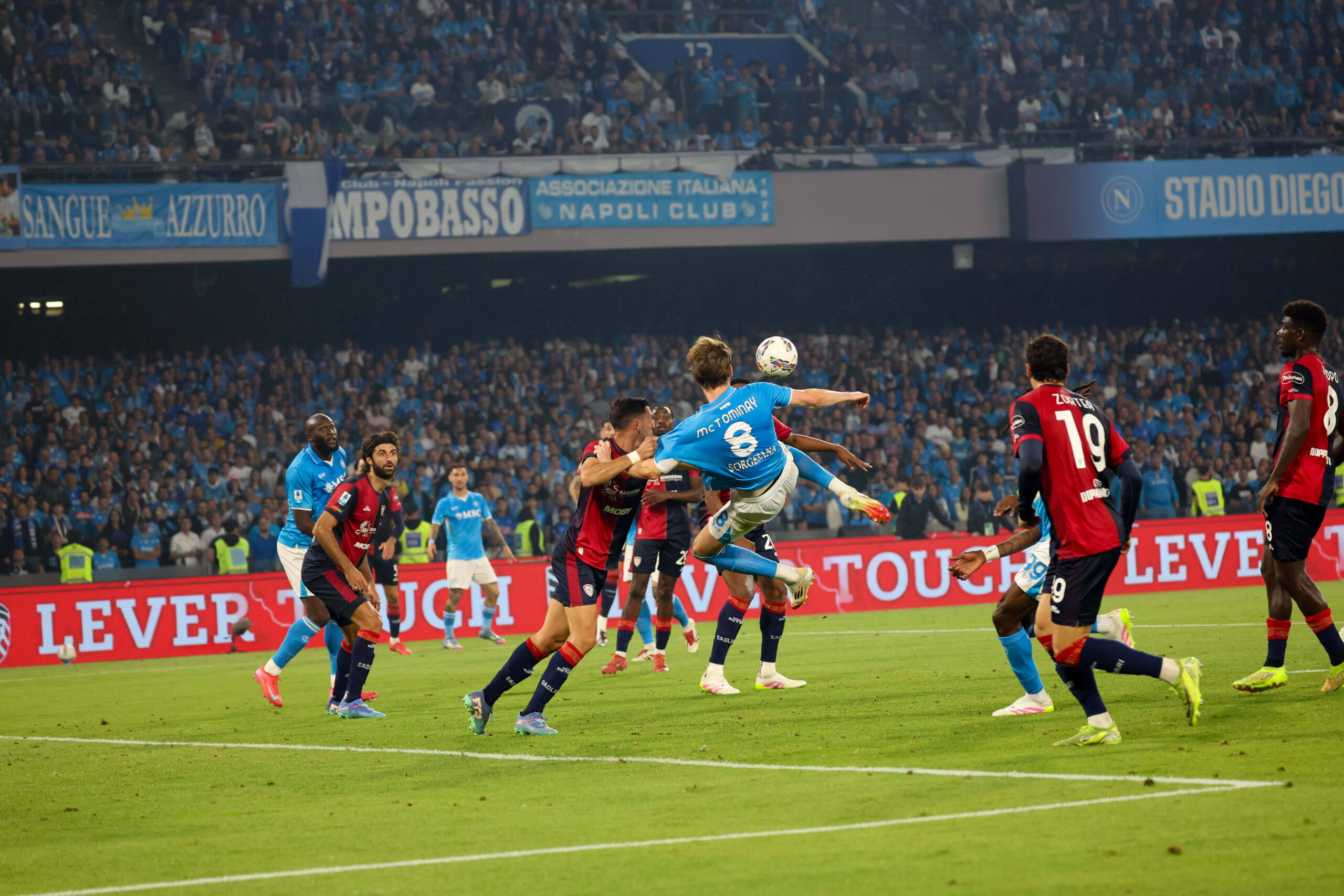Serie A Football Championship Match - 2024/25 Napoli vs Cagliari During the football match of 23/05/2025, valid for the Italian Serie A championship - 2024/25 in Naples at the Diego Armando Maradona Stadium between SSC Napoli vs FC Cagliari In the photo: goal the Scott McTominay of SSC Napoli NAPOLI Stadium Diego Armando Maradona CAMPANIA ITALIA Copyright: xFABIOxSASSOxFabioxSassox Napoli Cagliari2025_05_23Fabio Sasso5532