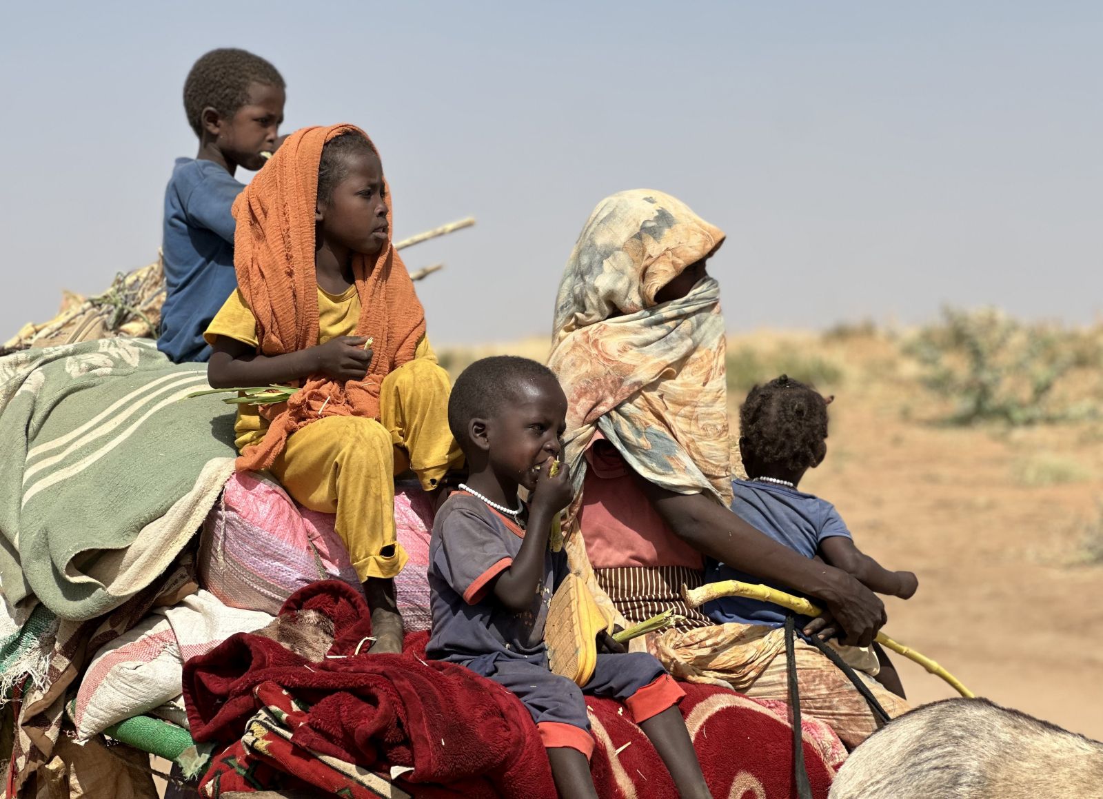epa12047297 Sudanese people, who fled from the internally displaced persons (IDP) Zamzam camp, on their way to the Tawila Camps amid the ongoing conflict between Sudan's army and the Rapid Support Forces (RSF), in North Darfur, Sudan, 14 April 2025 (issued 22 April 2025). The RSF claimed control of the Zamzam camp after its assault in April 2025. According to the UNHCR, over four million people have fled Sudan to neighboring countries since the outbreak of the armed conflict in April 2023.  EPA/MARWAN MOHAMED