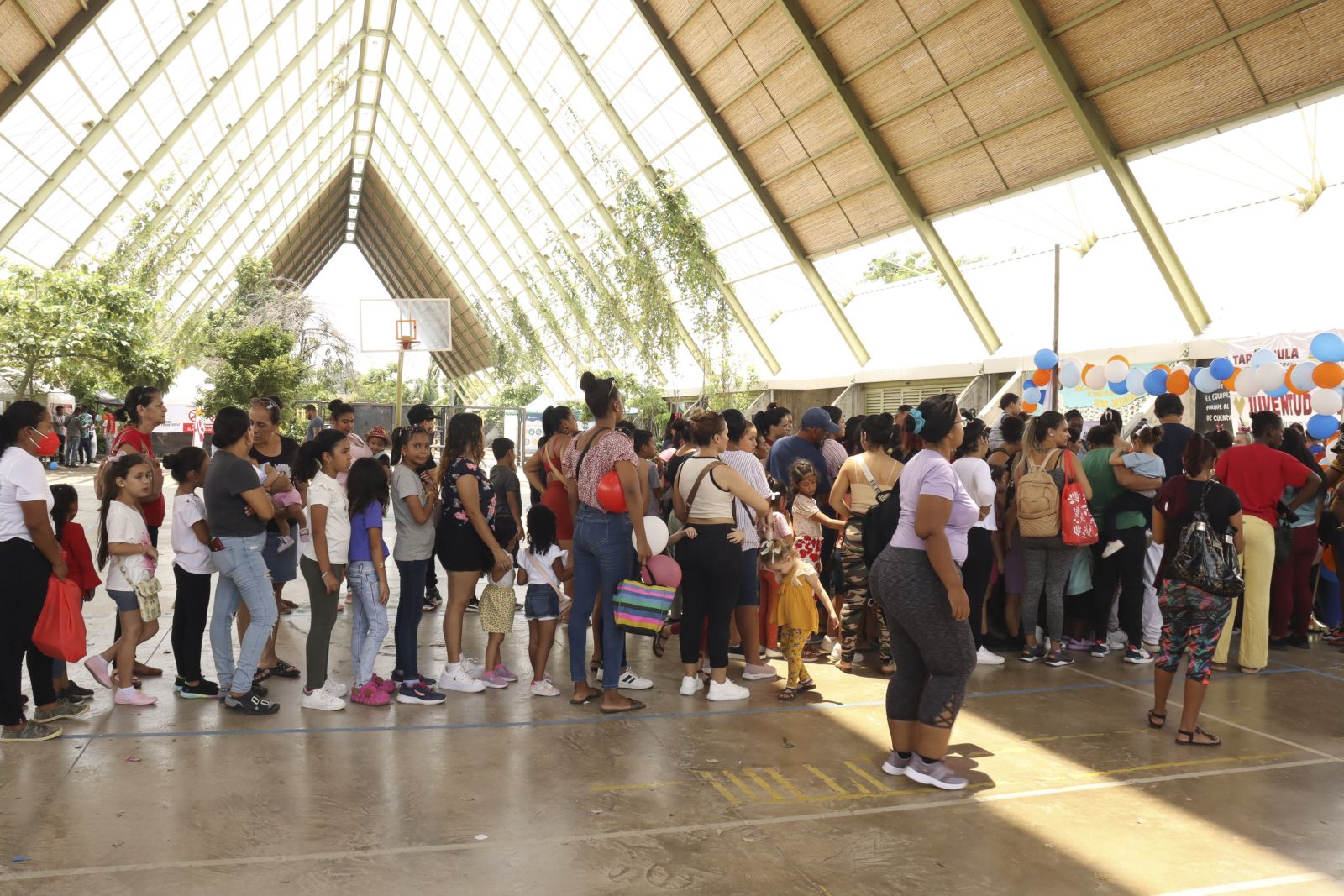 epa12066240 Migrants take part in activities organized by the organization Doctors Without Borders, in a celebration of Children's Day at the Community Development Center in Tapachula, Mexico, 30 April 2025. Mexico celebrates Children's Day on 30 April.  EPA/Juan Manuel Blanco