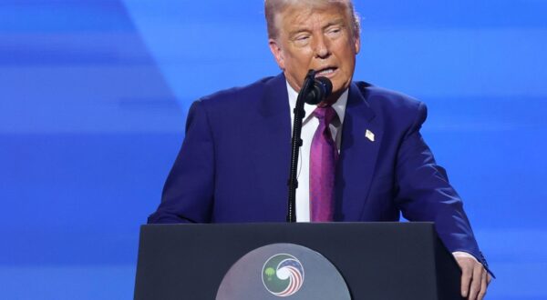 epa12096748 US President Donald Trump attends the Keynote Address at the Saudi-US Investment Forum in Riyadh, Saudi Arabia, 13 May 2025. The forum is taking place during the state visit of US President Trump to Saudi Arabia on 13 May.  EPA/ALI HAIDER