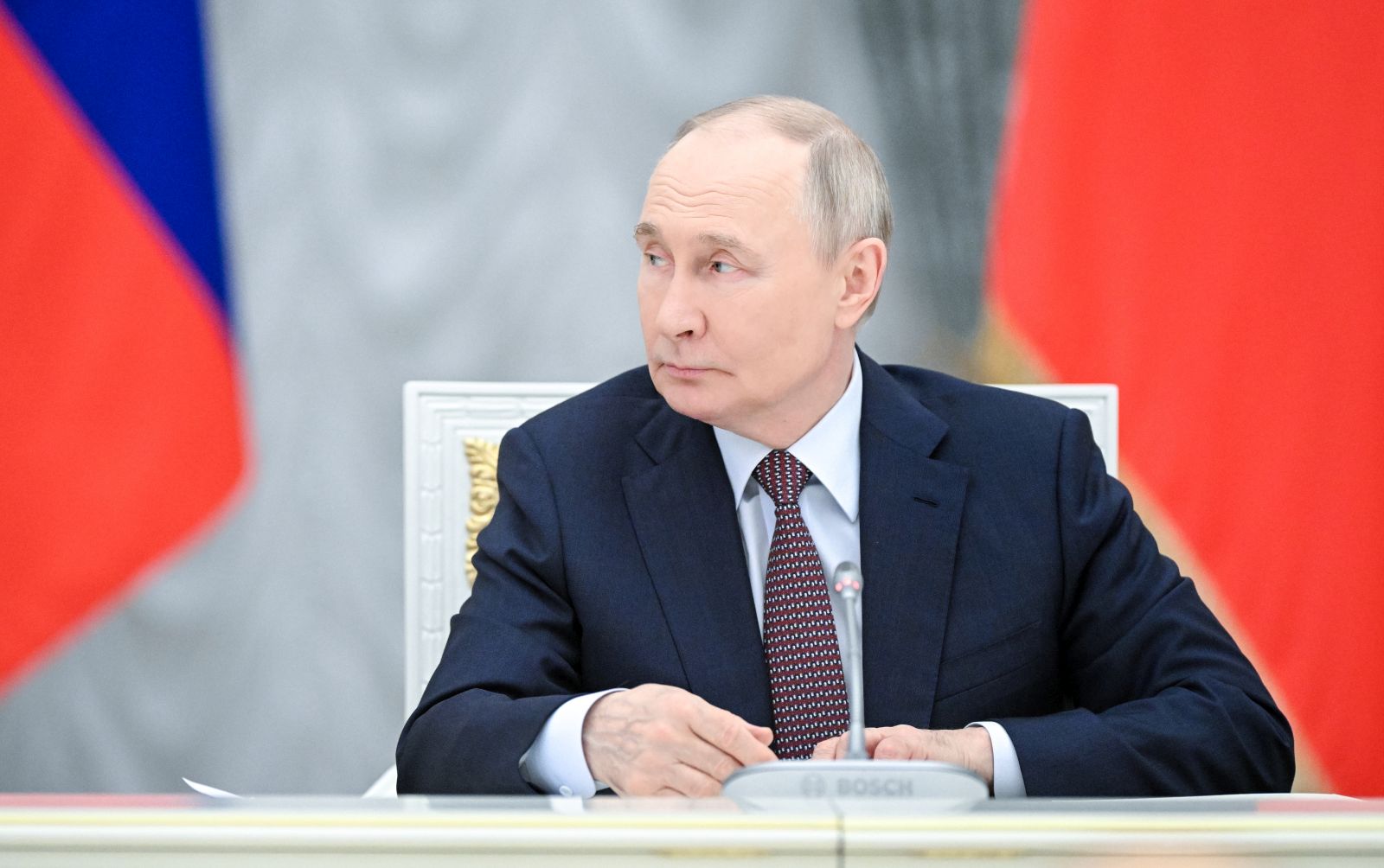 epa12097374 Russian President Vladimir Putin holds a meeting with the Board of Trustees of the Bolshoi and Mariinsky Theatres at the Kremlin in Moscow, Russia, 13 May 2025.  EPA/SERGEY BOBYLEV/SPUTNIK/KREMLIN POOL