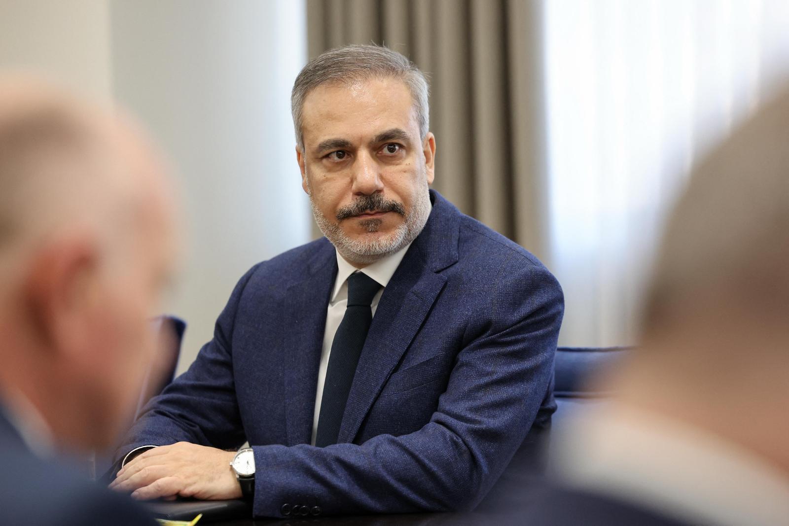 Handout pictures shows Turkish Foreign Minister Hakan Fidan holds a delegation meeting with Russian Foreign Minister Sergey Lavrov (not seen) in Ankara, Turkey on February 24, 2025. Photo by Turkish Foreign Minister press office via DIA Images/ABACAPRESS.COM Photo: DIA Images/ABACA/ABACA