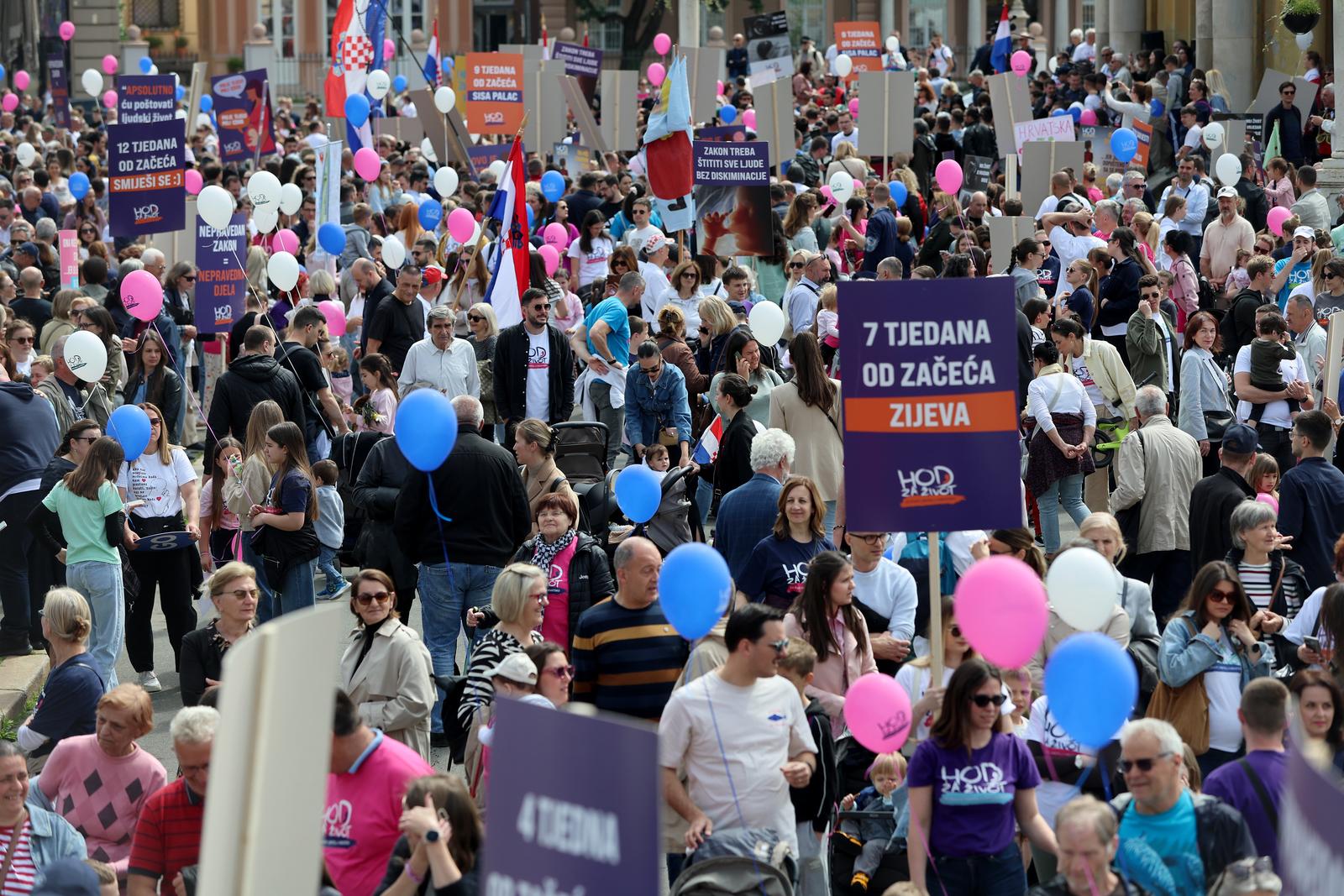 10.05.2025., Zagreb - Hod za zivot poceo je ispred Hrvatskog narodnog kazalista na Trgu Republike Hrvatske, preko Ilice, Frankopanske i Trga bana Jelacica do Zrinjevca. Photo: Sanjin Strukic/PIXSELL