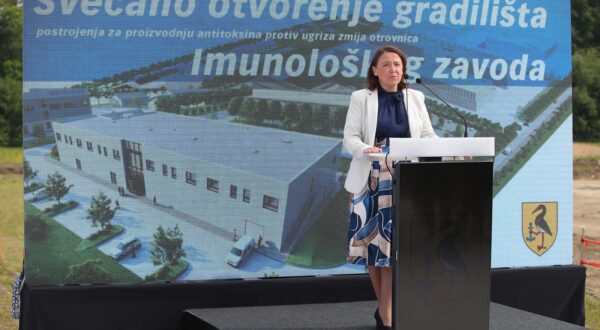 12.05.2025., Zagreb - Rugvica. Predsjednik Vlade Andrej Plenkovic, ministrica zdravstva Irena Hrstic te ostali suradnici sudjelovali su na svecanosti otvaranja gradilista za izgradnju postrojenja Imunoloskog zavoda. Photo: Sanjin Strukic/PIXSELL