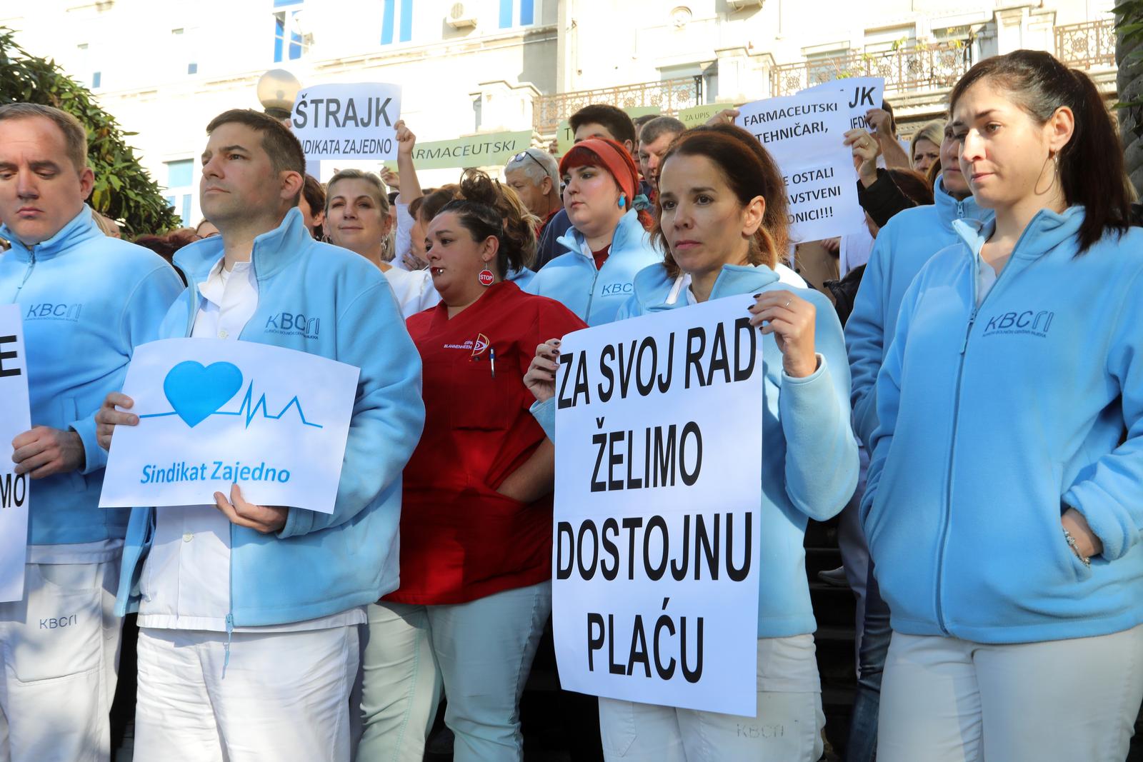 11.11.2024., Rijeka - strajk medicinskih djelatnika u KBC-u Rijeka. Photo: Goran Kovacic/PIXSELL