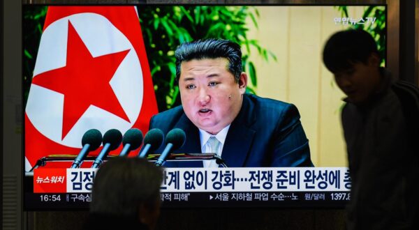 A 24-hour Yonhapnews TV broadcast at Yongsan Railway Station in Seoul broadcast shows North Korea's leader Kim Jong Un attending the 4th Conference of Battalion Commanders and Political Instructors of the Korean People's Army (KPA) in Pyongyang. North Korean leader Kim Jong Un has called for bolstering the country's nuclear forces "without limitation" and completing war preparations, accusing South Korea, the United States and Japan of threatening regional peace through military cooperation. North Korean leader Kim made the remark during the 4th Conference of Battalion Commanders and Political Instructors of the Korean People's Army (KPA) on November 15, the final day of the two-day event held in Pyongyang, the Korean Central News Agency (KCNA) reported November 18. (Photo by Kim Jae-Hwan / SOPA Images/Sipa USA) Photo: SOPA Images/SIPA USA