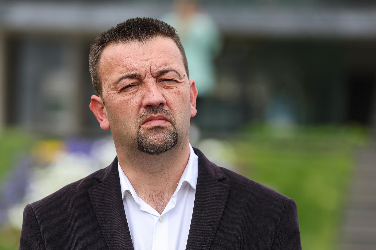 23.04.2025., Zagreb - Predstavljanje gradonacelnicke kandidature Tomislava Jonjica i njegovih zamjenika, te koalicijskih lista za Gradsku skupstinu, vijeca gradskih cetvrti i mjesne odbor. Konferenciji je nazocio Tomislav Jonjic, predsjednik stranke Nezavisna lista Tomislava Jonjica – Jedino Hrvatska!, te kandidati za njegove zamjenike Tomislav Jelic i Stjepan Bekavac, kao i predsjednici odnosno predstavnici koalicijskih stranaka: Mario Radic u ime Domina, Zlatko Hasanbegovic u ime Bloka za Hrvatsku te Marijan Pavlicek u ime Hrvatskih suverenista. Photo: Goran Stanzl/PIXSELL