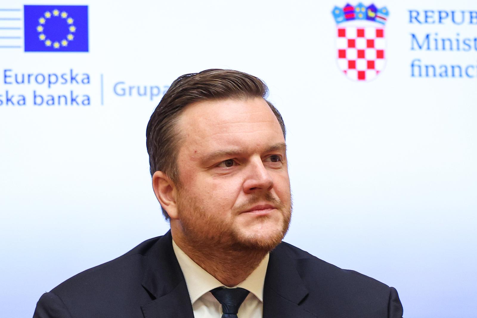 18.03.2025., HNB, Zagreb - Potpredsjednik Vlade i ministar financija Marko Primorac tijekom potpisivanja sporazuma o savjetodavnoj podrsci EIB-a u uspostavi Fintech Huba Hrvatske. Photo: Goran Stanzl/PIXSELL