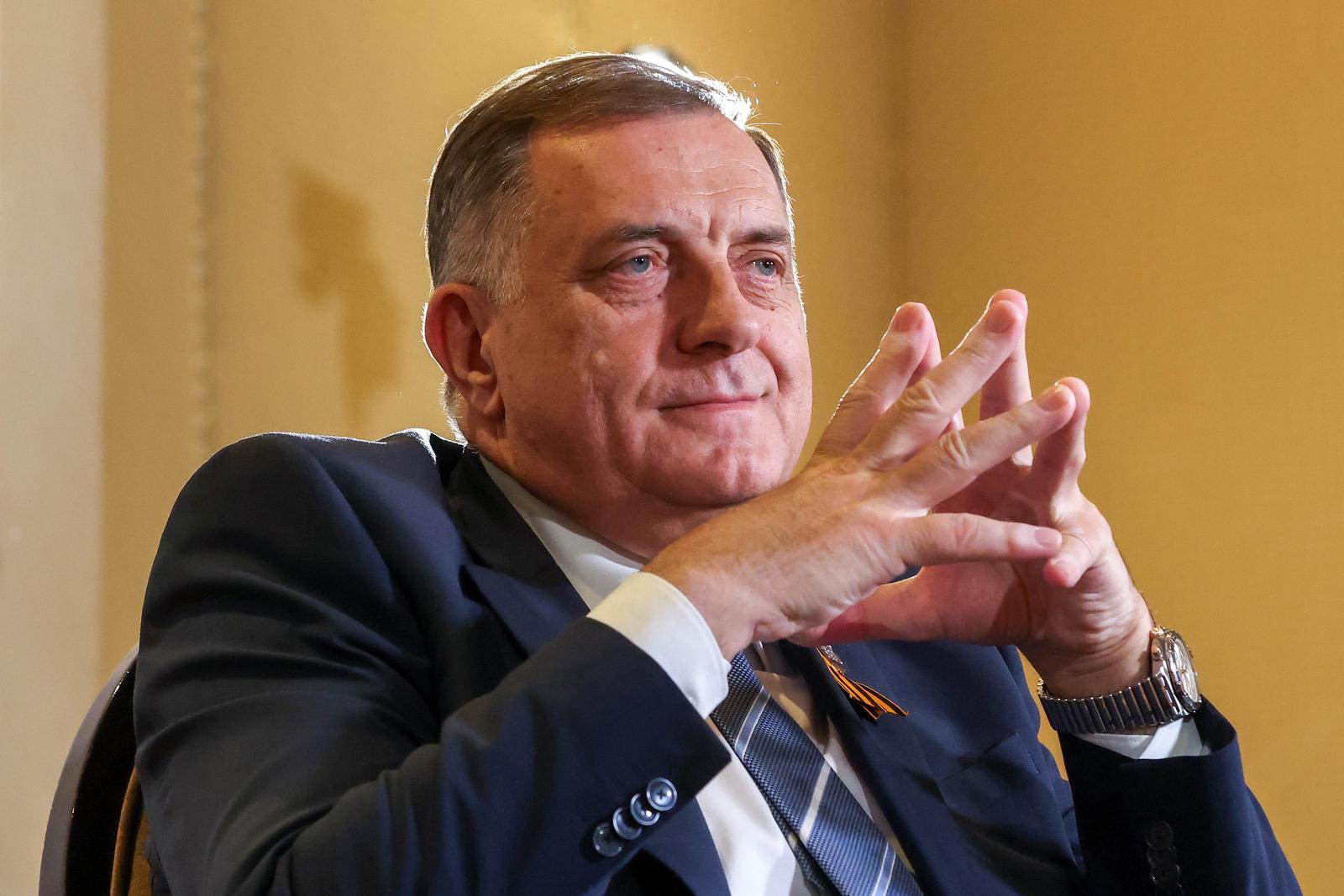 RUSSIA, MOSCOW - MAY 10, 2025: Milorad Dodik, president of Republika Srpska, an entity within Bosnia and Herzegovina, gives an interview to the TASS/Sipa USA Russian News Agency. Sergei Karpukhin/TASS/Sipa USA Photo: Tass/SIPA USA