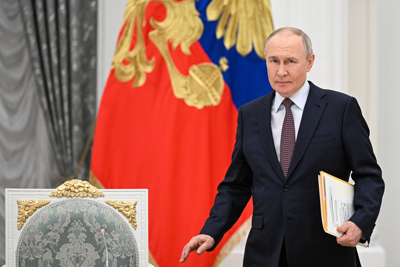 RUSSIA, MOSCOW - MAY 13, 2025: Russia's President Vladimir Putin attends a meeting of the Board of Trustees of the Bolshoi Theatre and the Mariinsky Theatre at the Moscow Kremlin. Sergei Bobylev/POOL/TASS/Sipa USA Photo: Tass/SIPA USA