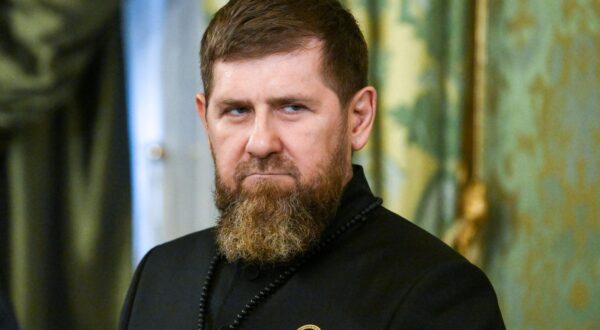 RUSSIA, MOSCOW - APRIL 17, 2025: Ramzan Kadyrov, Head of the Chechen Republic, attends a meeting between Vladimir Putin, President of Russia, and Sheikh Tamim bin Hamad Al Thani, Emir of Qatar, at the Moscow Kremlin. Grigory Sysoyev/POOL/TASS/Sipa USA Photo: Tass/SIPA USA