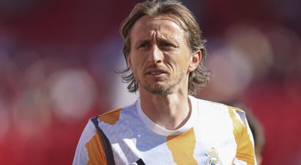 Luka Modric of Real Madrid  during the La Liga EA Sports match between Sevilla FC and Real Madrid played at Ramon Sanchez Pizjuan Stadium on May 18, 2024 in Sevilla, Spain. (Photo by Antonio Pozo / PRESSINPHOTO) Photo: pressinphoto/SIPA USA