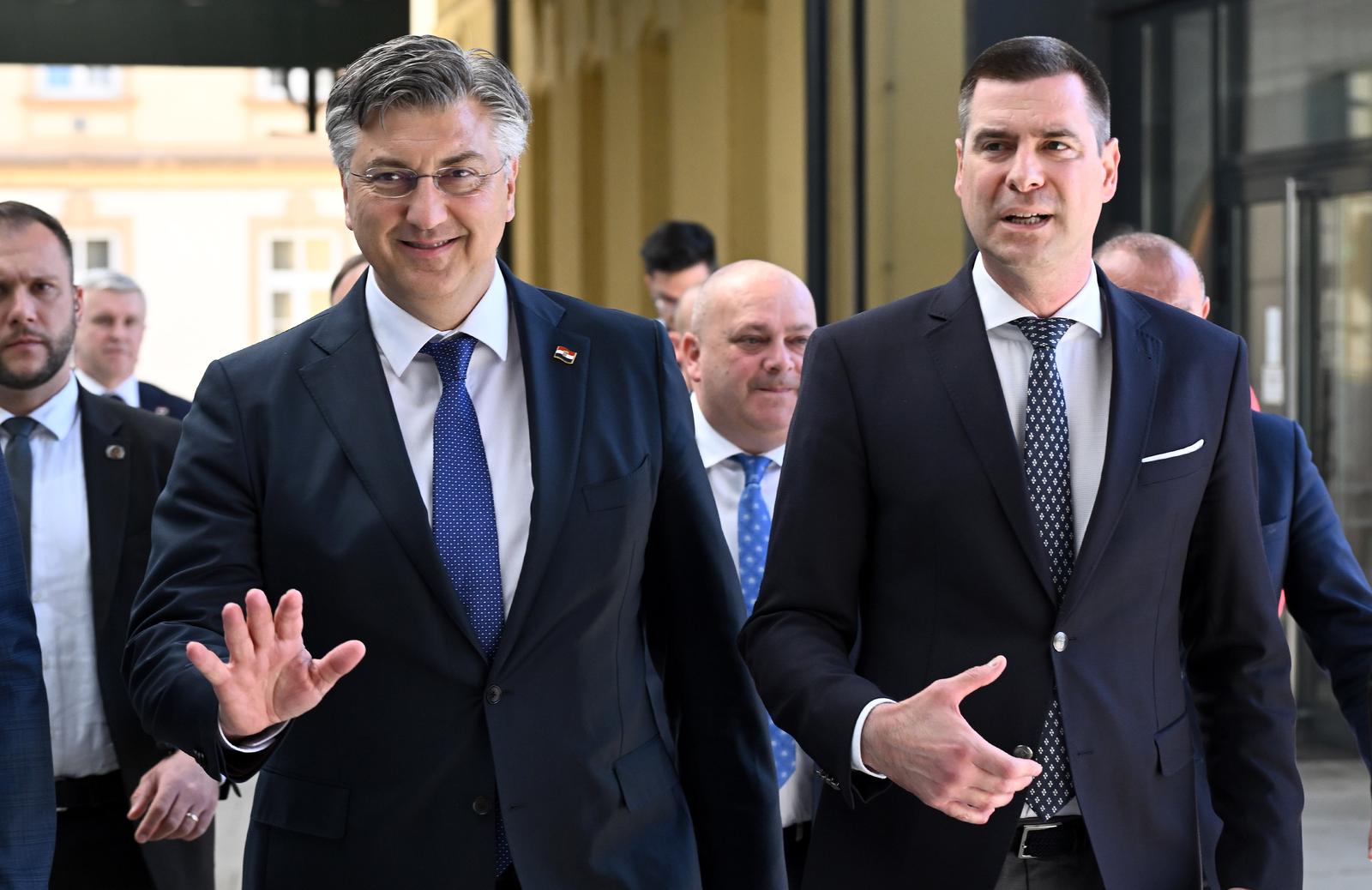 02.05.2025., Zagreb - Predstavljanje izbornog programa Hrvatske demokratske zajednice Grada Zagreba i partnera. Andrej Plenkovic, Mislav Herman Photo: Marko Lukunic/PIXSELL
