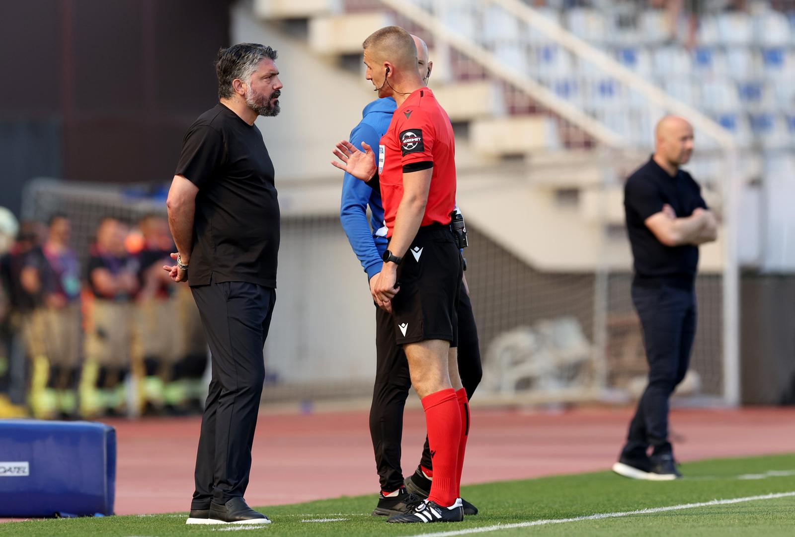 03.05.2025., Split, stadion Poljud - SuperSport Prva HNL, 33. kolo, HNK Hajduk - GNK Dinamo. Gennaro Gattuso, Mateo Erceg Photo: Luka stanzl/PIXSELL