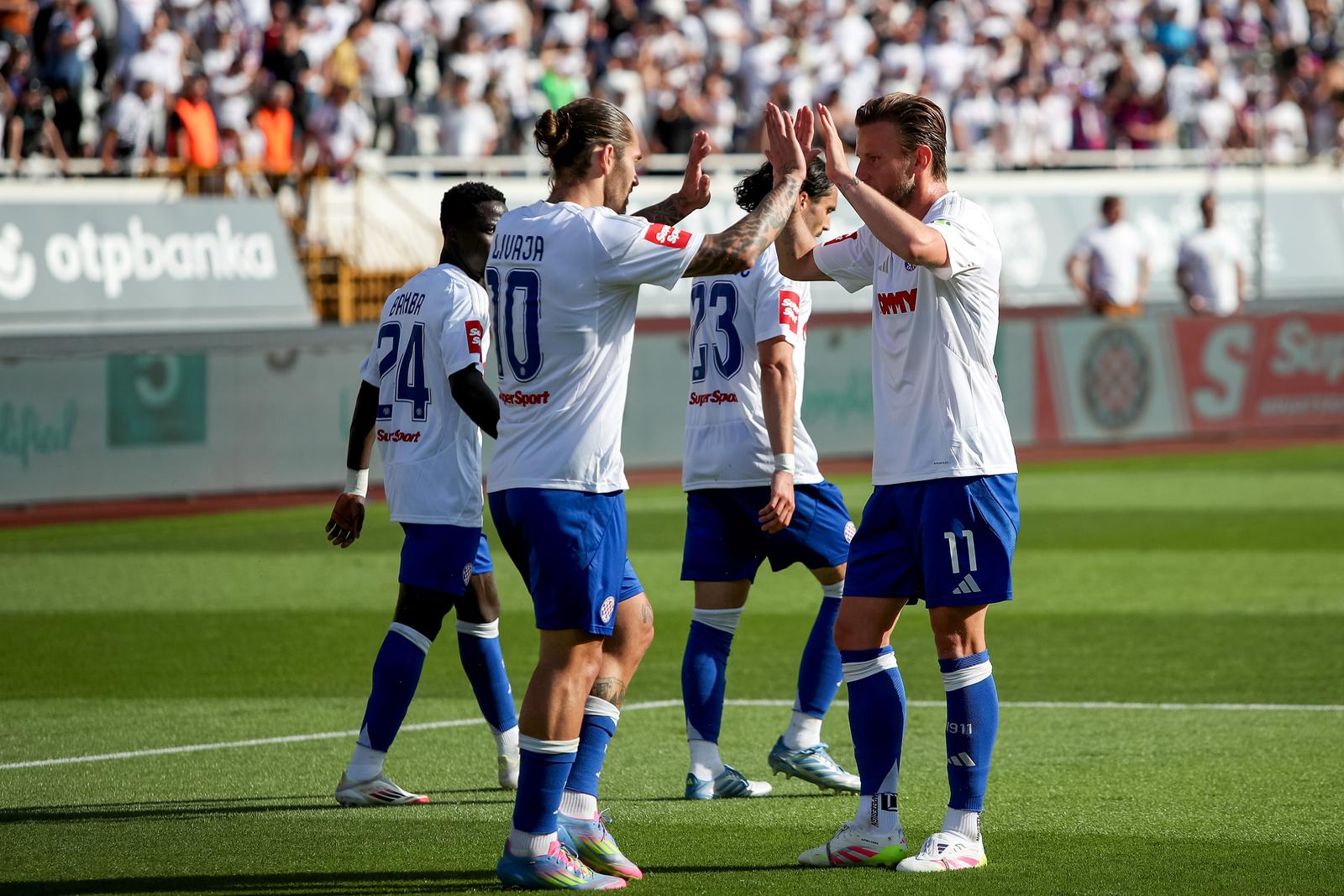 03.05.2025., Split, stadion Poljud - SuperSport Prva HNL, 33. kolo, HNK Hajduk - GNK Dinamo. Marko Livaja, Ivan Rakitic Photo: Sime Zelic/PIXSELL