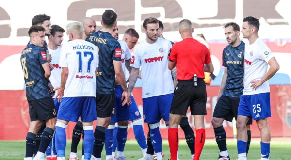 03.05.2025., Split, stadion Poljud - SuperSport Prva HNL, 33. kolo, HNK Hajduk - GNK Dinamo. Ivan Rakitic, Marko Rog Photo: Luka stanzl/PIXSELL