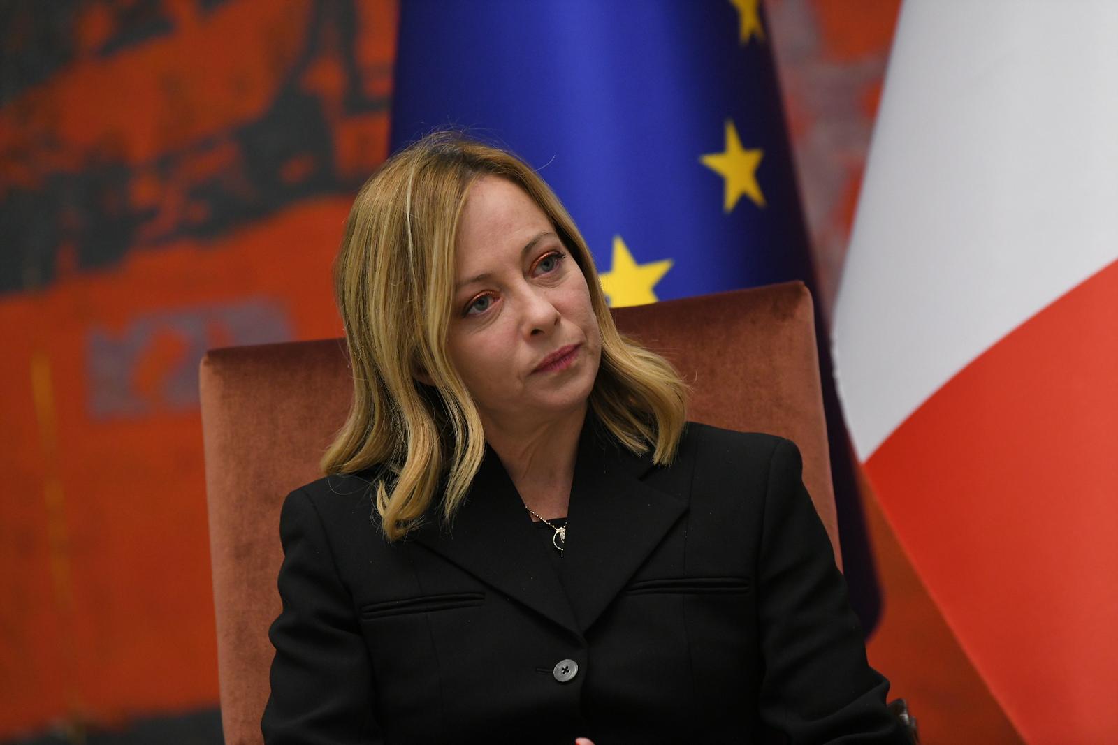 03, December, 2023, Belgrade - Visit of the Prime Minister of Italy, Giorgia Meloni, on her visit to Serbia. Press conference. Giorigia Meloni, Aleksandar Vucic. Photo: A. H./ATAImages

03, decembar, 2023, Beograd - Poseta predsednice Vlade Italije Djordje Meloni (Giorgia Meloni) u poseti Srbiji. Photo: A. H./ATAImages Photo: A.H./ATAImages/PIXSELL