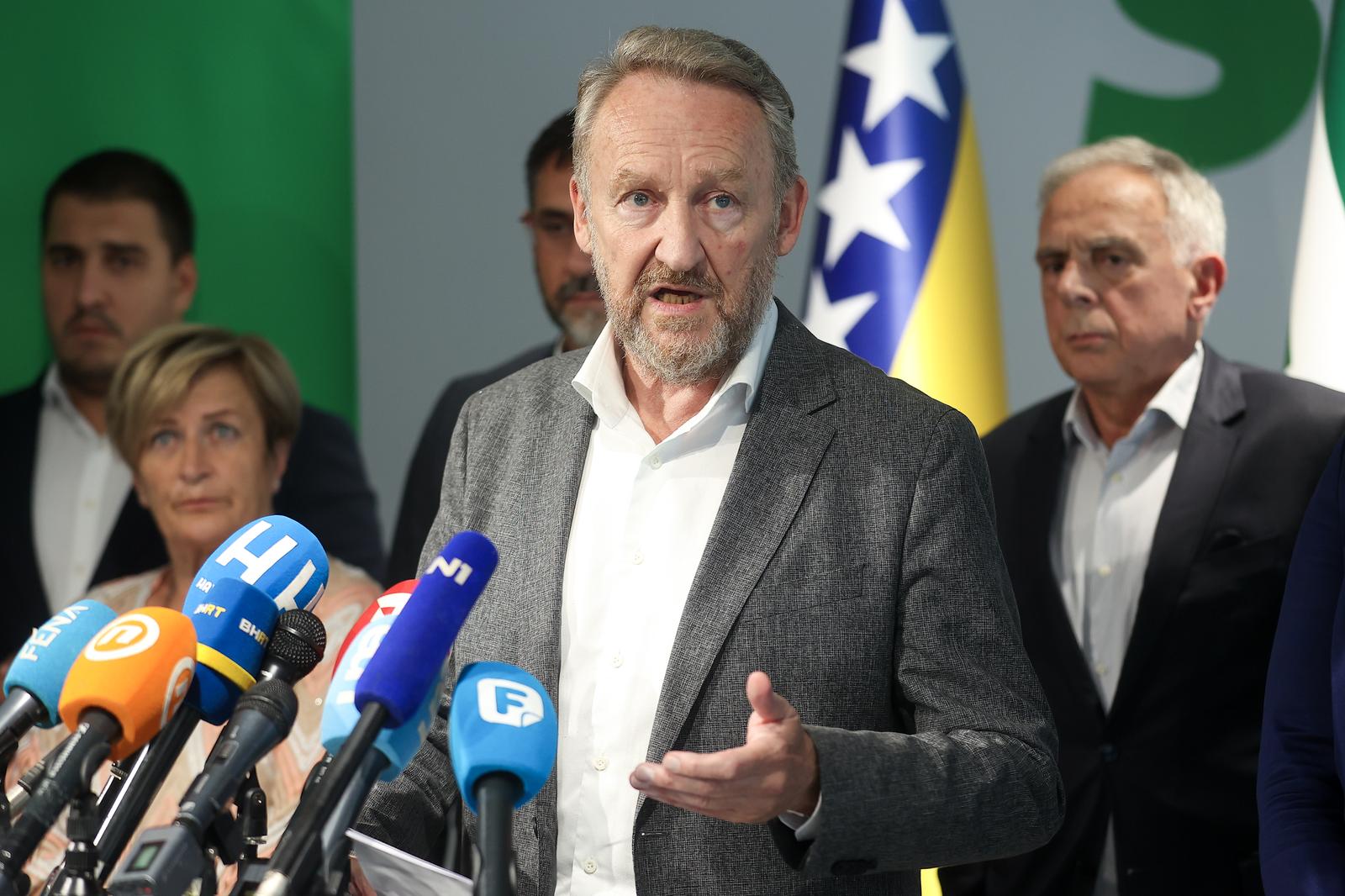 05.07.2024., Sarajevo, Bosna i Hercegovina - Konferencija za medije predsjednika Stranke demokratske akcije (SDA) Bakira Izetbegovica. Photo: Armin Durgut/PIXSELL