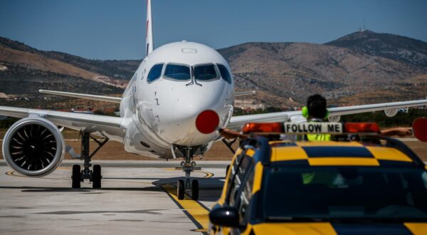 06.07.2024., Kastel Stafilic  - Docek novog aviona u floti Croatia Airlinesa Airbus A220-300 na redovnoj liniji Zagreb - Split u Zracnoj luci sv Jeronim. Photo: Zvonimir Barisin/PIXSELL