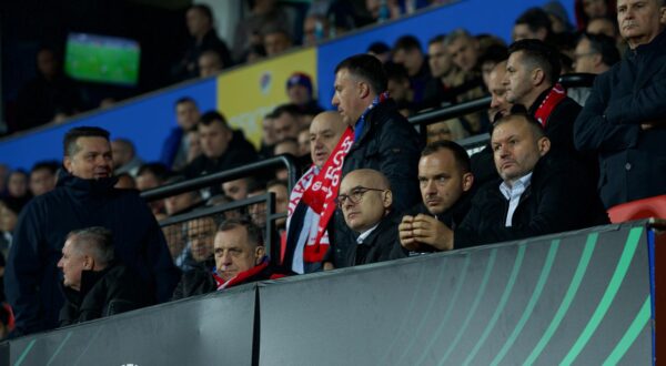 06.03.2025., Gradski stadion, Banja Luka (BiH) - U prvoj utakmici osmine finala Konferencijske lige Borac je u Banjaluci remizirao sa Rapidom iz Beca rezultatom 1:1. Strijelac za Rapid je bio hrvatski internacionalac Dion Beljo, dok je Borcu remi obezbjedio David Vukovic golom iz penala na kraju utakmice.
Photo: Dejan Rakita/Pixsell Photo: Dejan Rakita/PIXSELL
