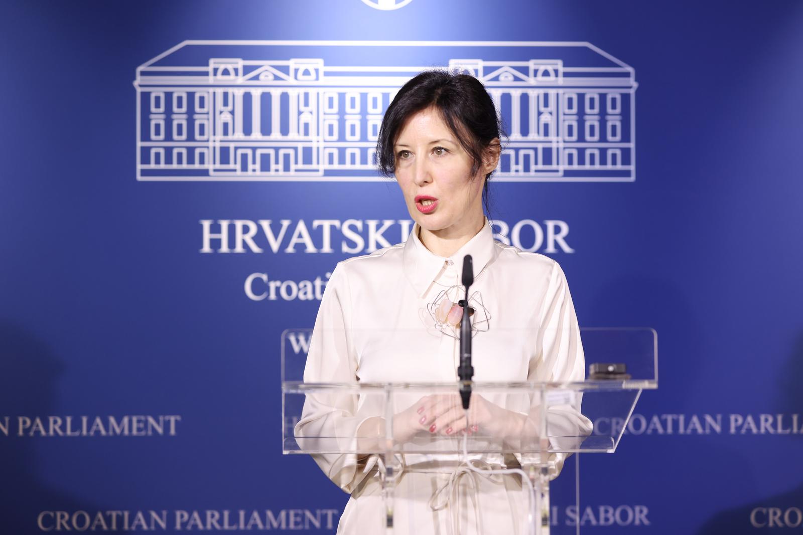 11.03.2025., Zagreb - Na konferenciji za medije odrzanoj u Saboru o aktualnim temama govorila je Dalija Oreskovic. Photo: Patrik Macek/PIXSELL