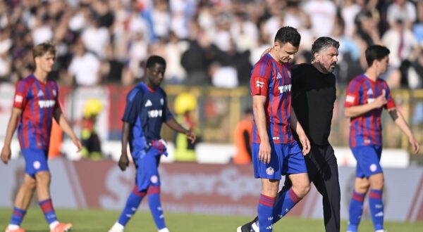 11.05.2025., Gradski stadion, Velika Gorica - SuperSport HNL, 34. kolo, HNK Gorica - HNK Hajduk. Filip Uremovic i Gennaro Gattuso Photo: Igor Soban/PIXSELL