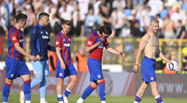 11.05.2025., Gradski stadion, Velika Gorica - SuperSport HNL, 34. kolo, HNK Gorica - HNK Hajduk. Michele Sego, Ivan Lucic, Ivan Rakitic, Filip Krovinovic i Dario Melnjak Photo: Igor Soban/PIXSELL