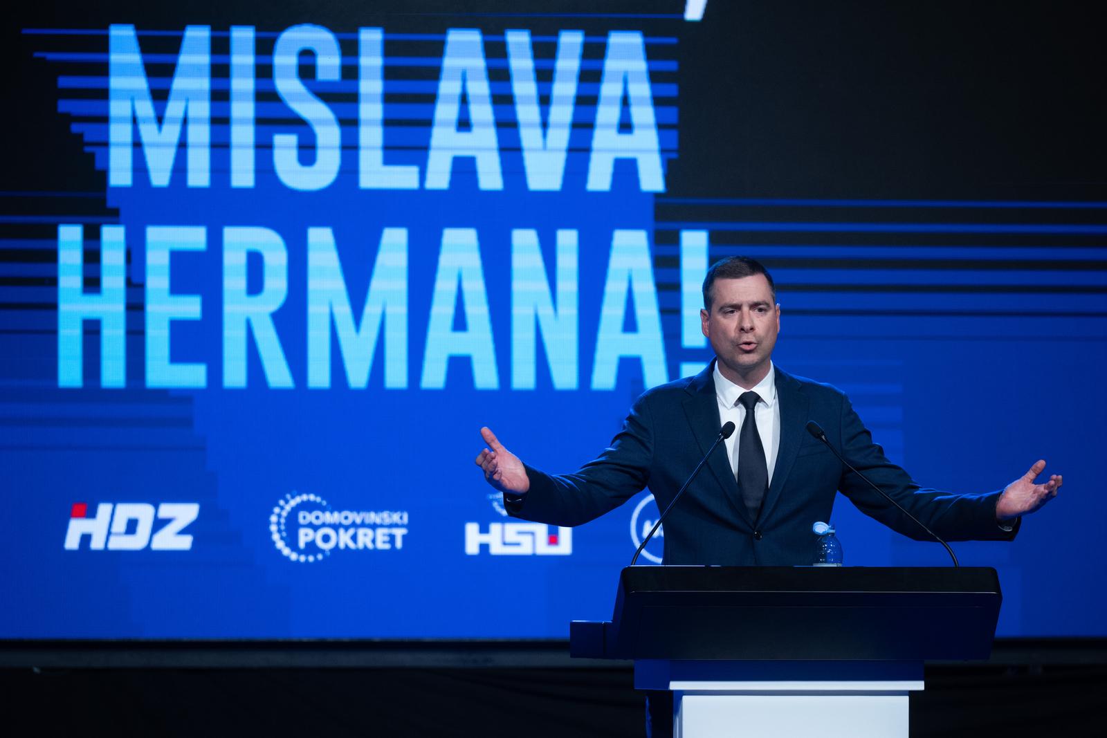13.05.2025., Zagreb - Zavrsni predizborni skup Mislava Hermana, kandidata Hrvatske demokratske zajednice za gradonacelnika Grada Zagreba odrzan je u Tvornici kulture. Mislav Herman Photo: Davor Puklavec/PIXSELL