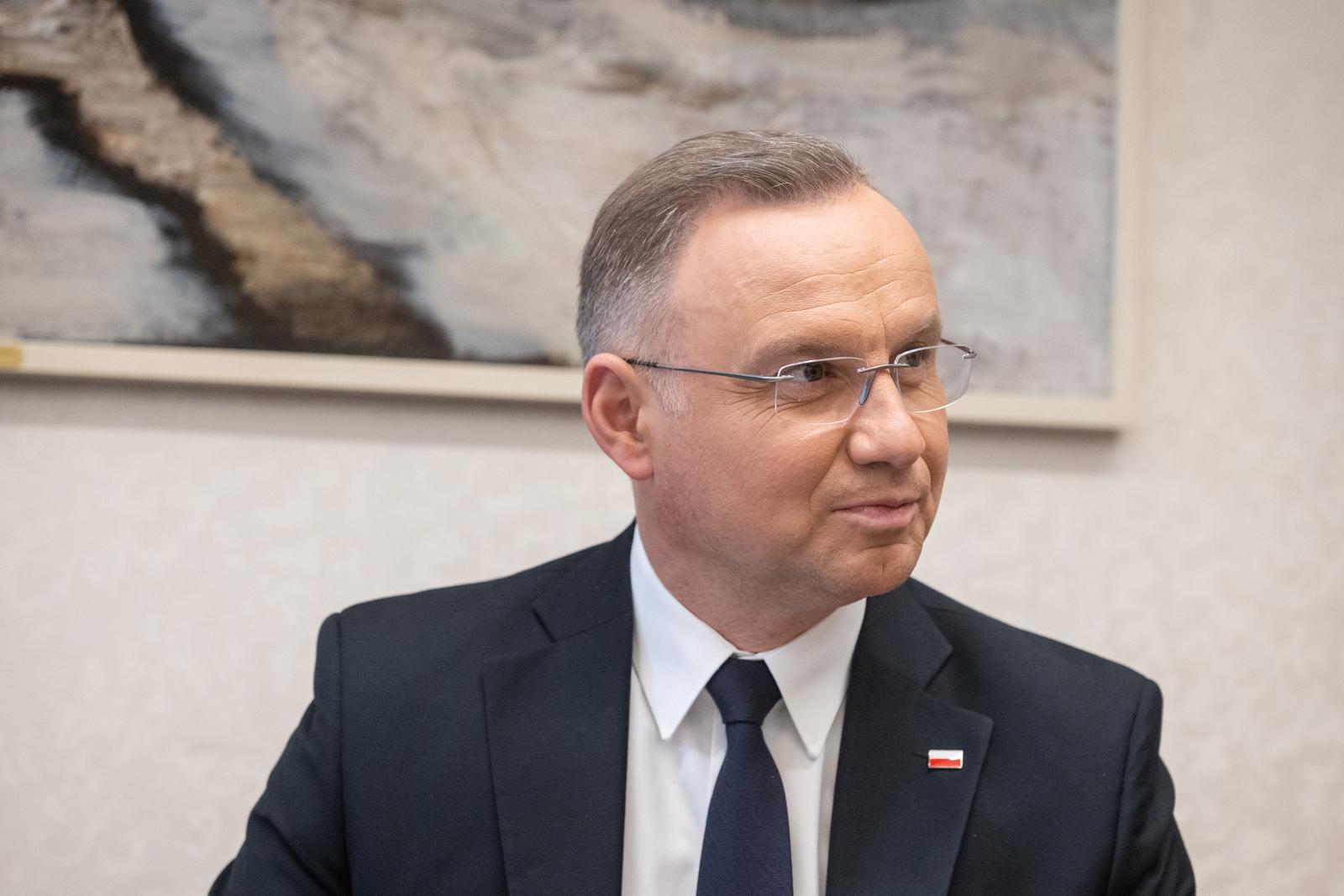 15.04.2025., Zagreb - Predsjednik Vlade Andrej Plenkovic primio je predsjednika Republike Poljske Andrzeja Dudu u Banskim dvorima. Photo: Neva Zganec/PIXSELL
