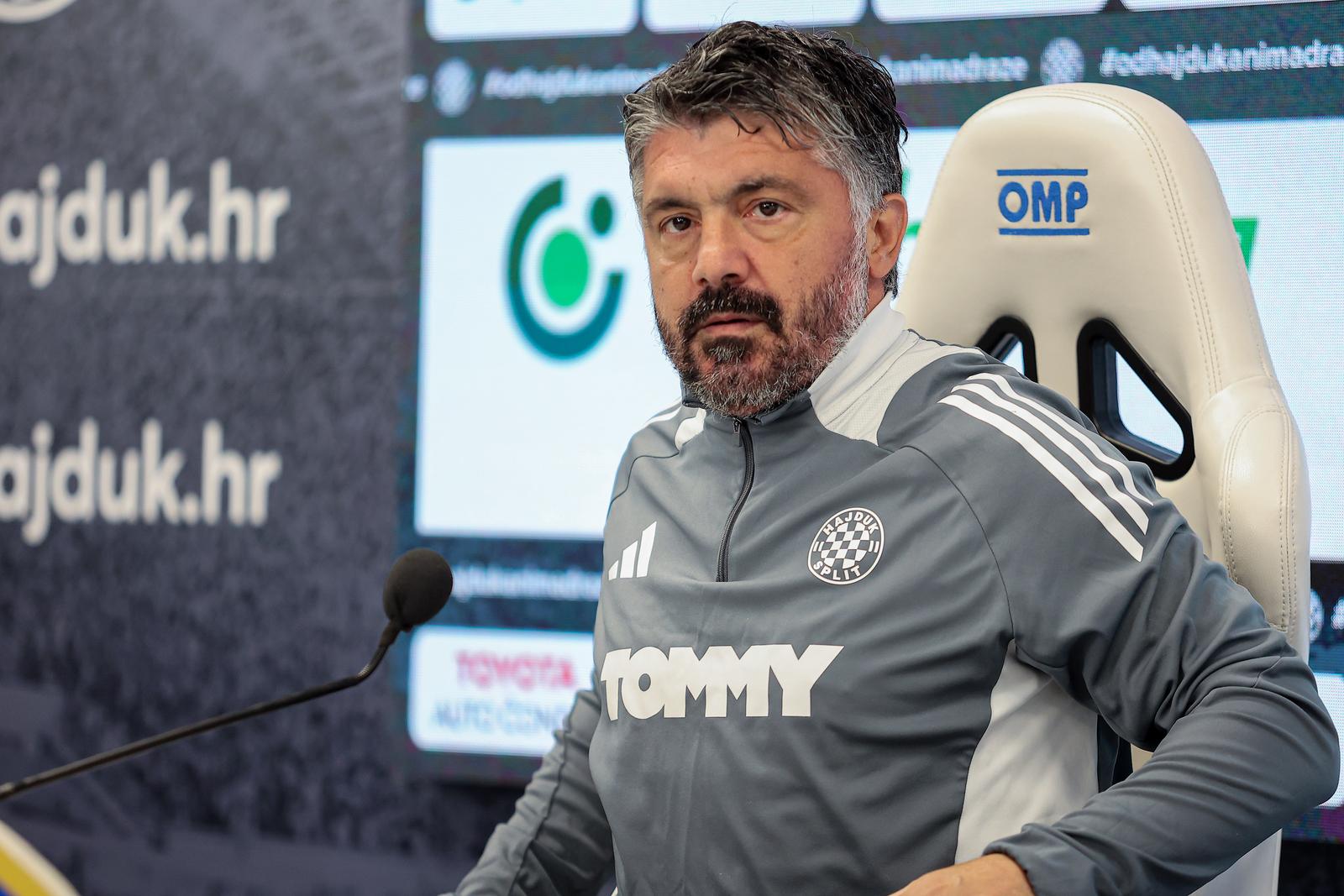 1605.2025., Split- Poljud- Novinarski salon pressica trenera Hajduka Gennaro Gattusa uoci utakmice s Rijekom na kojoj je najavio odlazak Photo: Ivana Ivanovic/PIXSELL