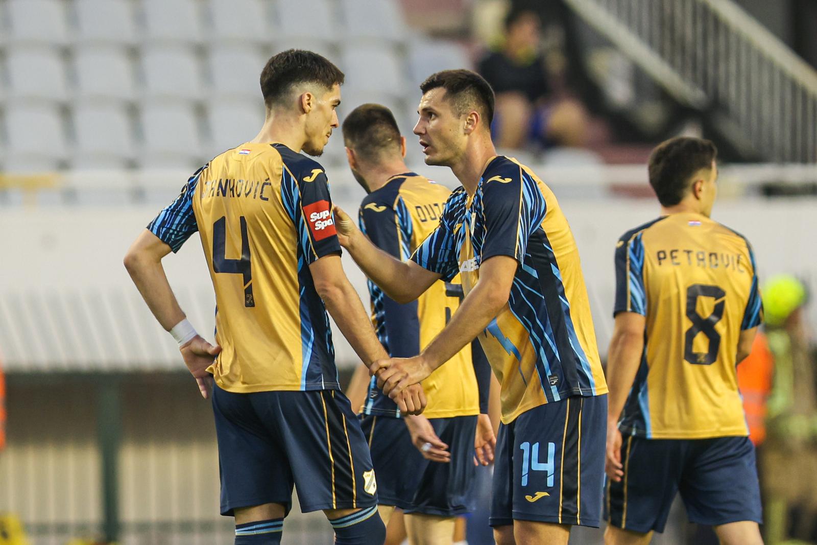 18.05.2025., stadion Poljud, Split - SuperSport HNL, 35. kolo, HNK Hajduk - HNK Rijeka. Niko Jankovic i Amer Gojak Photo: Sime Zelic/PIXSELL