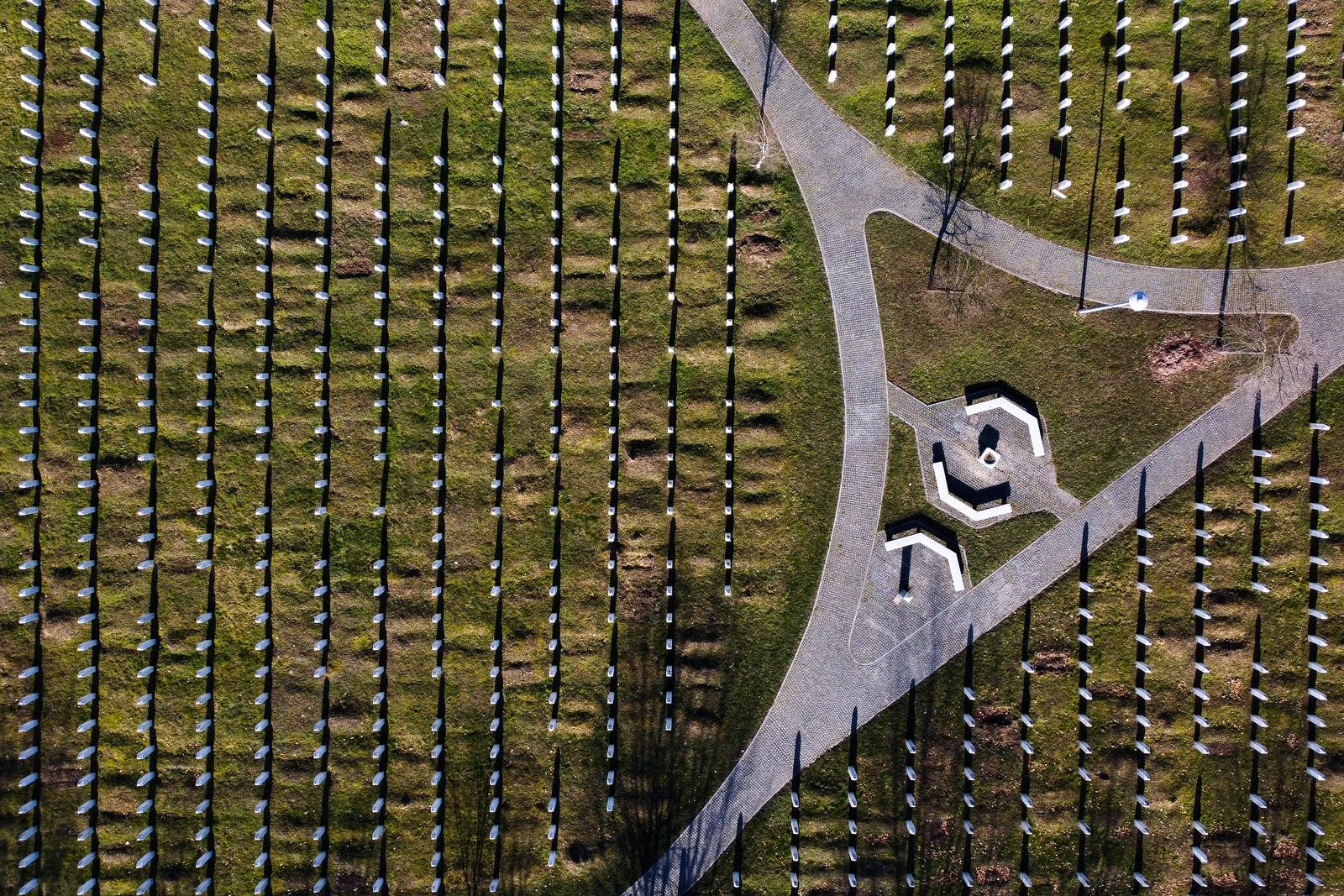 22.02.2021., Potocari, Bosna i Hercegovina - Fotografija iz zraka Memorijalnog centra Srebrenica-Potocari. Photo: Armin Durgut/PIXSELL
