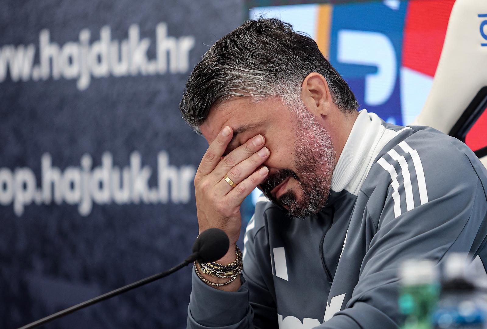 24.05.2025., Split- Poljud- Novinarski salon pressica trenera Hajduka Gennaro Gattusa uoci utakmice s Sibenikom ujedno i njegova posljednja pressica  Photo: Ivana Ivanovic/PIXSELL/PIXSELL