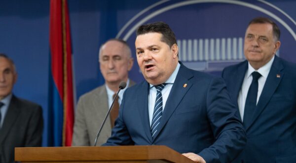 25.04.2025., Narodna skupstina RS, Banja Luka (BiH) - Predsjednik RS Milorad Dodik odrzao konferenciju za medije nakon 21. konferencije srpskih nacionalnih organizacija iz regiona. 
 Photo: Dejan Rakita/PIXSELL
