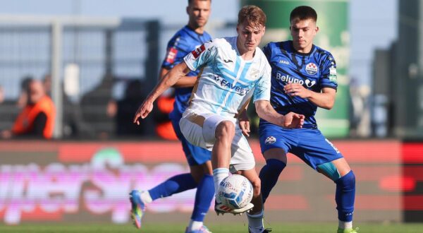 25.05.2025., stadion HNK Rijeka, Rijeka - SuperSport HNL, 36. kolo, HNK Rijeka - NK Slaven Belupo. Toni Fruk, Adriano Jagusic Photo: Sanjin Strukic/PIXSELL