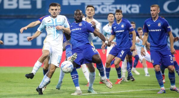 27.04.2025., stadion Maksimir, Zagreb - SuperSport HNL, 32. kolo, GNK Dinamo - HNK Rijeka. Lindon Selahi, Wilfried Kanga i Luka Stojkovic. Photo: Slavko Midzor/PIXSELL