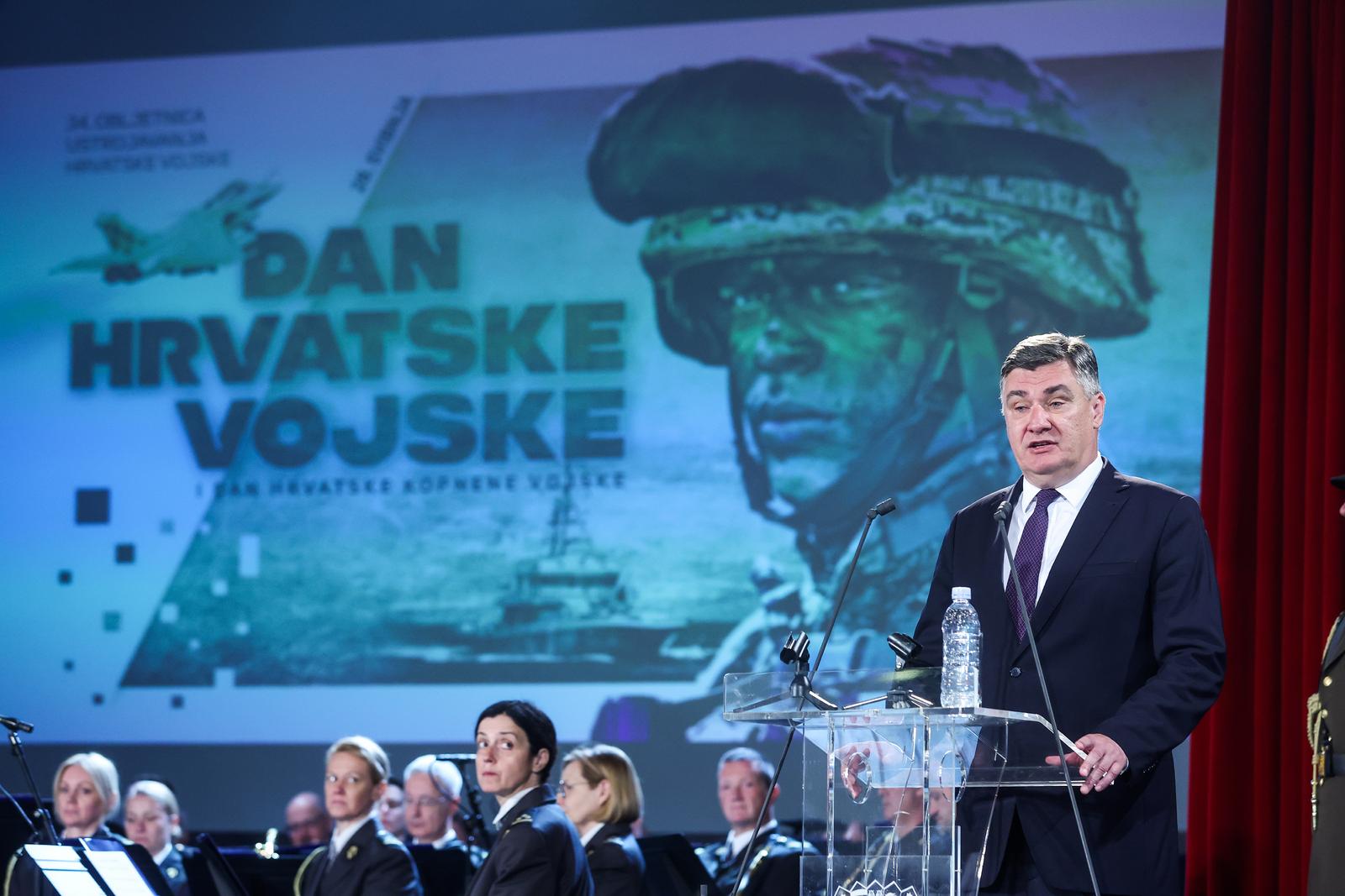 28.05.2025., Zagreb - -Svecana akademija povodom obiljezavanja Dana Hrvatske vojske, Dana Hrvatske kopnene vojske i 34. obljetnice ustrojavanja Hrvatske vojske. Zoran Milanovic Photo: Slavko Midzor/PIXSELL
