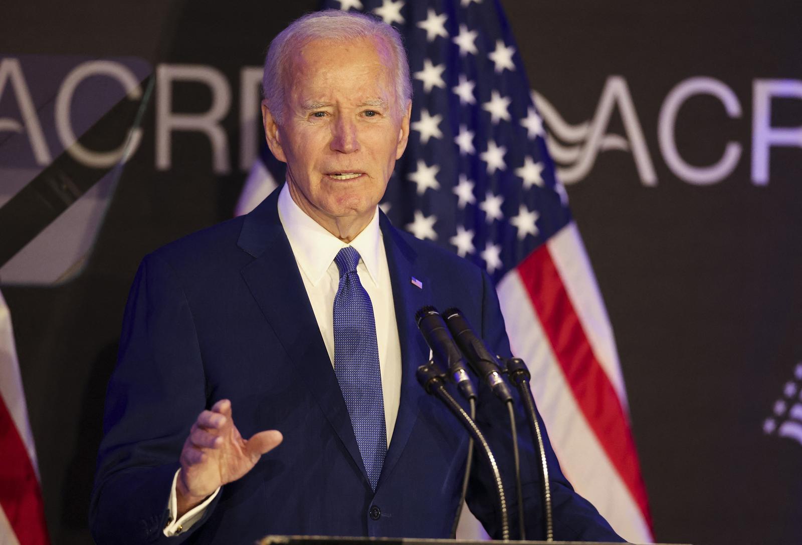 NO FILM, NO VIDEO, NO TV, NO DOCUMENTARY - Former President Joe Biden speaks during the Advocates, Counselors, and Representatives for the Disabled bipartisan conference at the Sofitel Chicago Magnificent Mile on Tuesday, April 15, 2025. It was his first major speaking appearance since leaving office in January. Photo by Eileen T. Meslar/Chicago Tribune/TNS/ABACAPRESS.COM Photo: Chicago Tribune/TNS/ABACA/ABACA