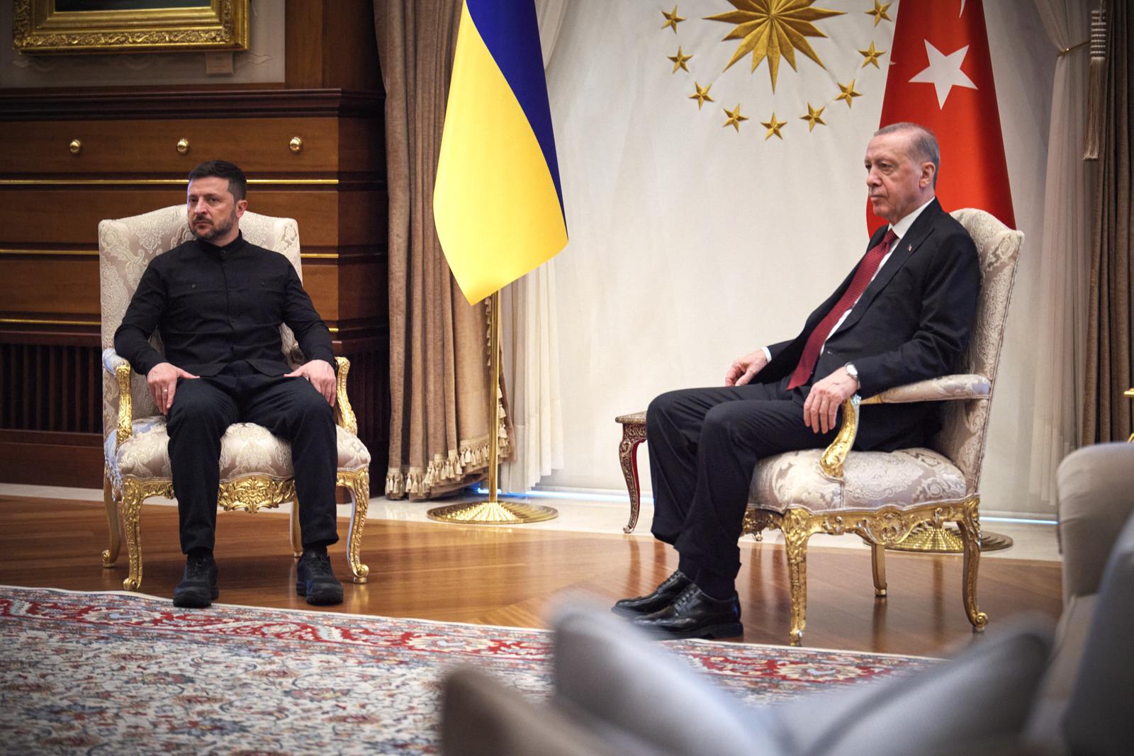 Handout photo dated on May 15, 2025 shows President Volodymyr Zelenskyy meets Recep Tayyip Erdogan in Ankara, Turkey on May 15, 2025. In Ankara, President of Ukraine Volodymyr Zelenskyy held a meeting with President of the Republic of Türkiye Recep Tayyip Erdoğan one-on-one and in an extended format. The President of Ukraine thanked the President of Türkiye for organizing the opportunity for direct negotiations with the Russian Federation and for supporting a full and unconditional ceasefire, the achievement of a lasting and sustainable peace, and the importance of security guarantees. Photo by The Presential Office of Ukraine via ABACAPRESS.COM Photo: ABACA/ABACA