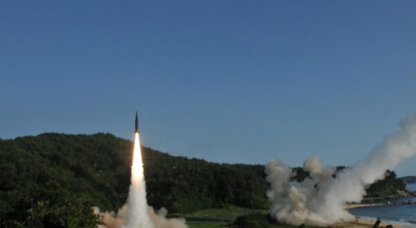 Handout photo dated July 5, 2017 shows a M270 Multiple Launch Rocket System assigned to the 210th Field Artillery Brigade, 2nd Republic of Korea (ROK)/U.S. Combined Division fires an MGM-140 Army Tactical Missile into the East Sea off South Korea. Atacms long-ranges missiles capable of hitting targets 300km away had already arrived in Ukraine this month at the president’s direction, before the US security package was passed by Congress on Wednesday, the state department has said. Vedant Patel, a state department spokesperson, explained that the weapons were part of a March aid package for Ukraine, not the one just approved by Congress and signed by Joe Biden. “We did not announce this at the onset in order to maintain operational security for Ukraine at their request.” Photo by U.S. Army via ABACAPRESS.COM Photo: ABACA/ABACA