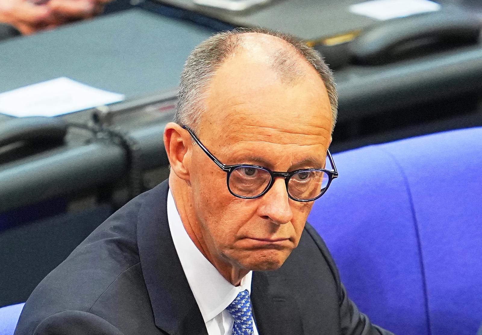 06 May 2025, Berlin: Chancellor-designate Friedrich Merz (CDU) reacts in the Bundestag during the election of the Chancellor. The election and swearing-in of the Federal Chancellor and the new Federal Government takes place in the Bundestag. Photo: Michael Kappeler/dpa Photo: Michael Kappeler/DPA