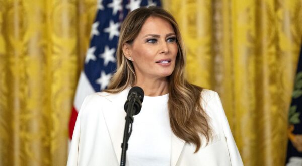 First Lady Melania Trump speaks during an event celebrating military mothers in the East Room of the White House in Washington, DC on Thursday, May 8, 2025. Photo by Bonnie Cash/UPI Photo via Newscom Photo: BONNIE CASH/NEWSCOM